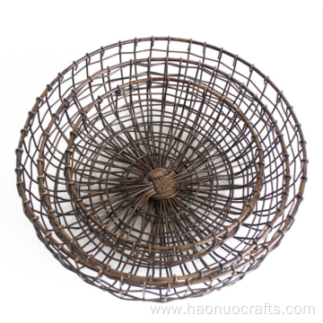 Rattan iron fruit net basket